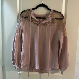 Light Pink Long Sleeve Top with Lace Detailing